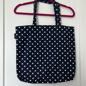 J.Crew Navy and White Polka Dot Tote